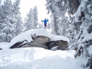 Brent Harkins skiing