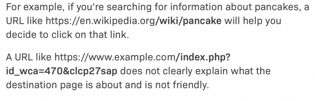 Good URL structure vs. bad URL structure